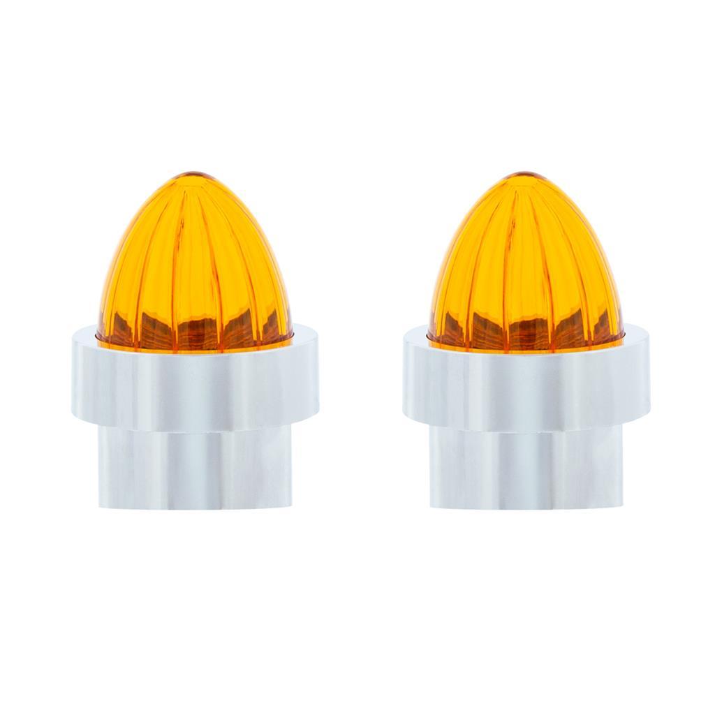 Truck City Chrome & Parts - Watermelon Lens Bumper Guide Top w/ Chrome Base - Amber (2 Pack)