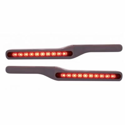 Truck City Chrome & Parts - Wood Peterbilt Armrest W/ 10 Red Led 9" Light - Red Lens (Pair)