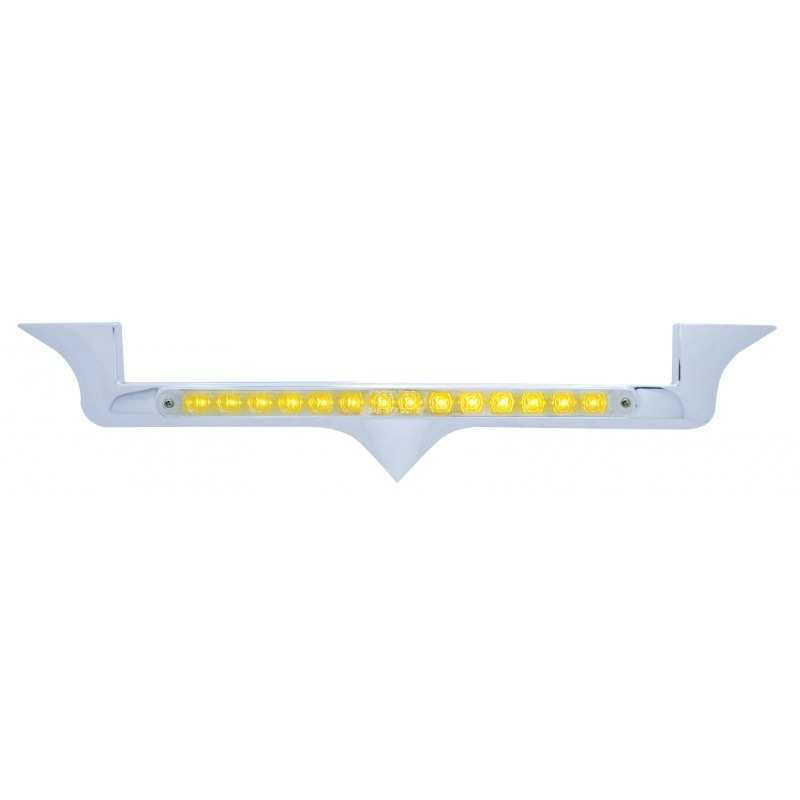 Truck Hood Emblem Light W/ 14 Amber Led 12 Bar - Chrome Lens - Lighting & Accessories