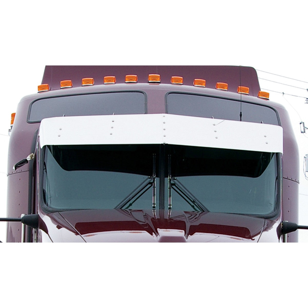Visor 12" Stainless Steel Blank Kenworth T660 Curved Glass 2008+