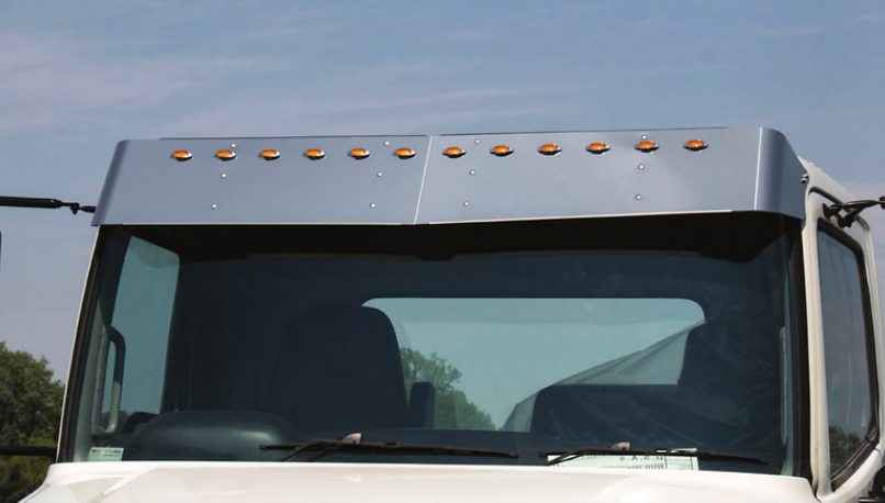Visor 12" Stainless Steel Hino All Models (2005+) w/ (12) Light Holes