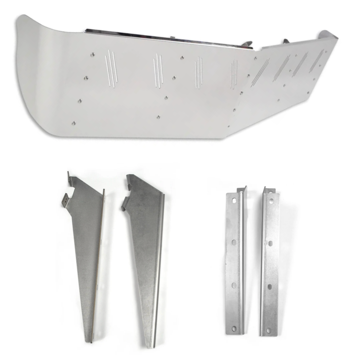 Visor 13.5" - 15.5" w/ 8 Hidden Light Holes, International 9200, 9400, 9300, 9900 Round/Curved Windshields Only - Stainless Steel