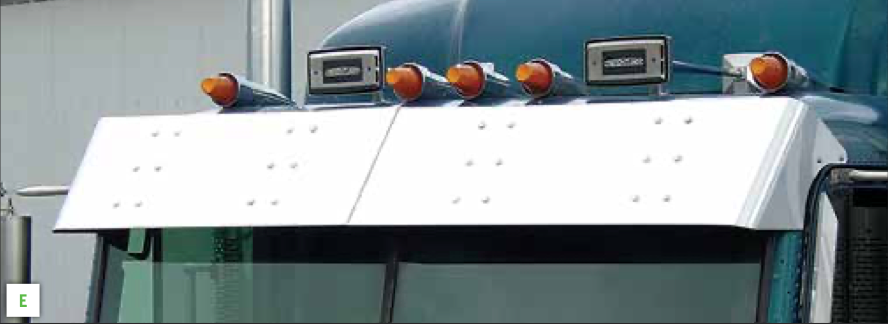 Visor 13.5" Freightliner Classic (1995-2007) Flat Top w/ Door Mounted Mirrors