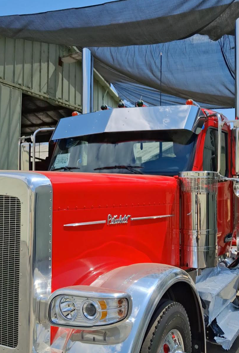 Visor 14" Stainless Steel Peterbilt 589 Day Cab Only - Drop Visor