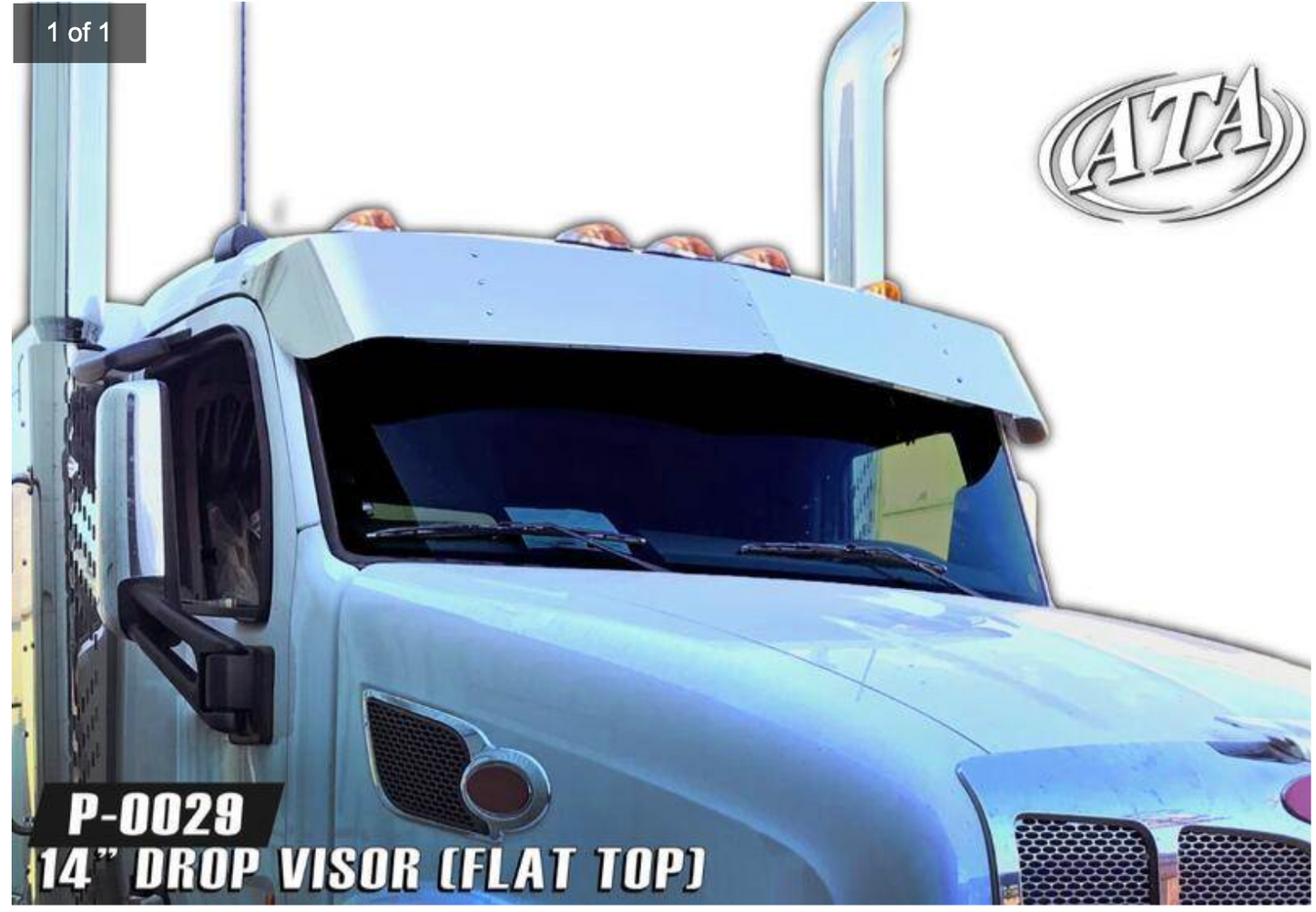 Visor 15" Peterbilt 579/567 Day Cab (Flat Top) w/o Light Holes