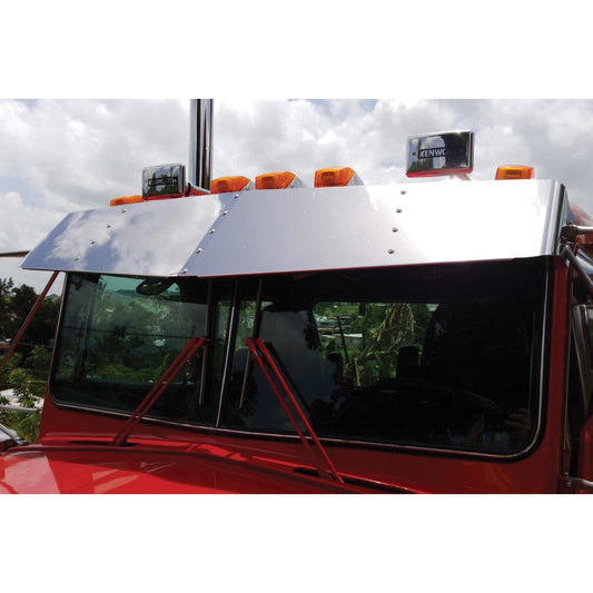 Visor 15" Stainless Steel Kenworth W900B, W900L, T800 Flat Glass (2007 & OLDER)