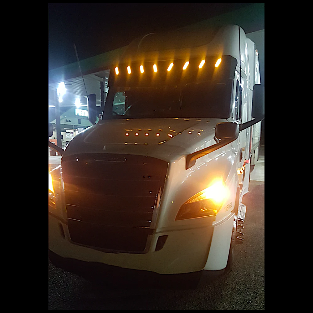 Visor 18" 1/2 Freightliner Cascadia & Day Cab. V-Style with 8 Hidden Light holes (2008-2017)