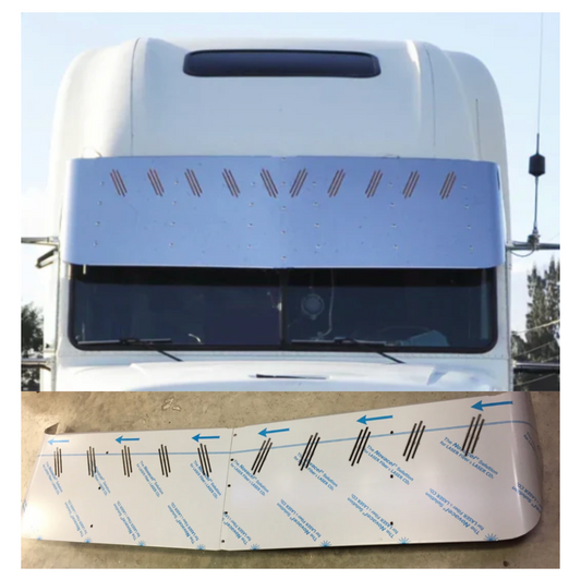 Visor 18" Straight Style w/ 10 Hidden Lights Hole, Freightliner Century/Columbia Condo Sleeper (2002 & Older) - 2 Holes On Side