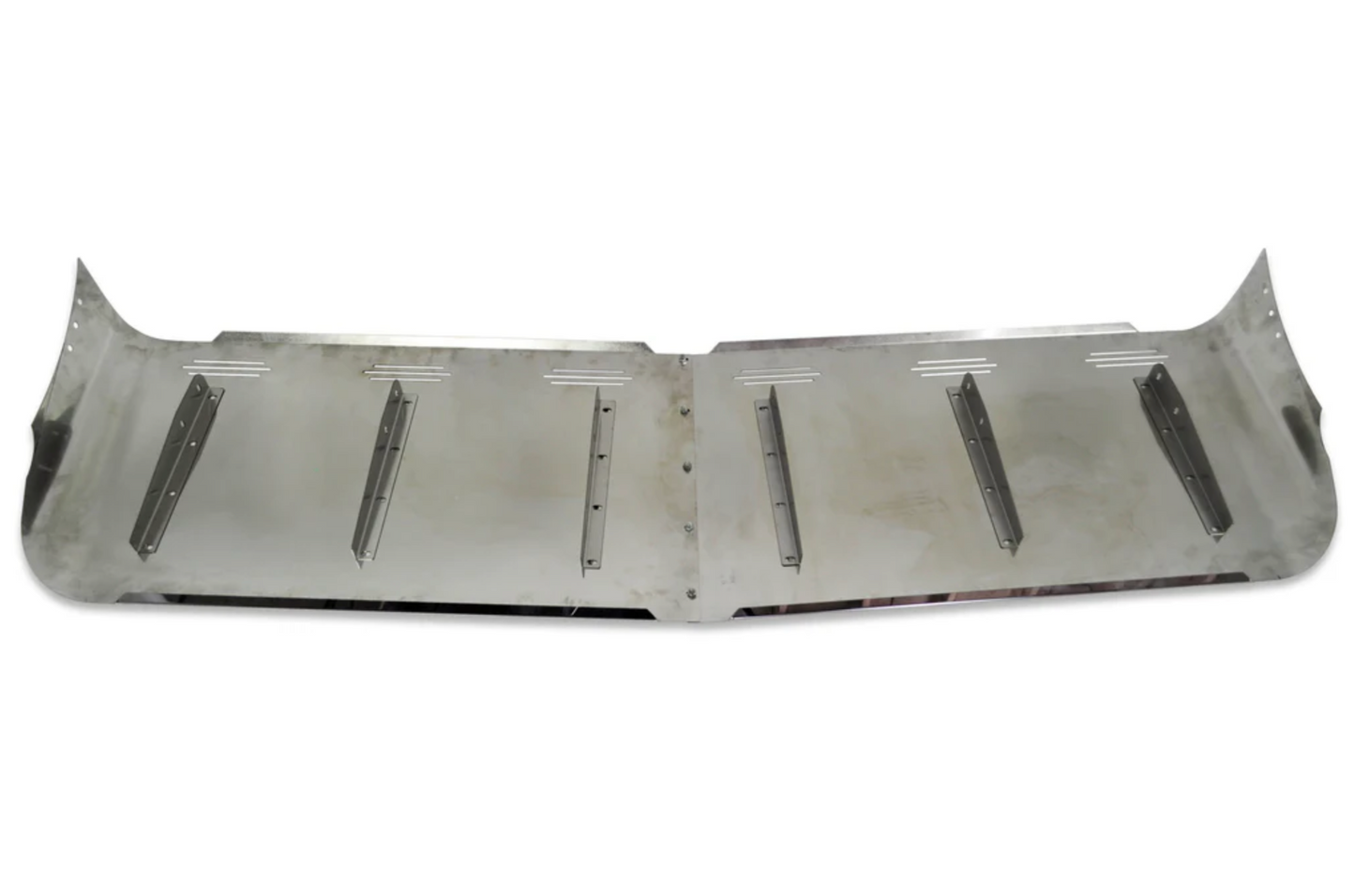 Visor 20" Close to Windshield w/ 6 Hidden Light Holes, Freightliner Classic/FLD Condo - Stainless Steel