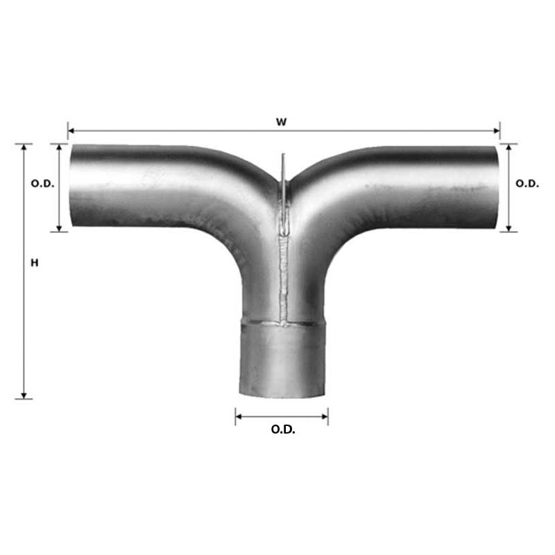 "Y" Adaptor Pipe Aluminized 5". For converting single exhaust system to duals.OD