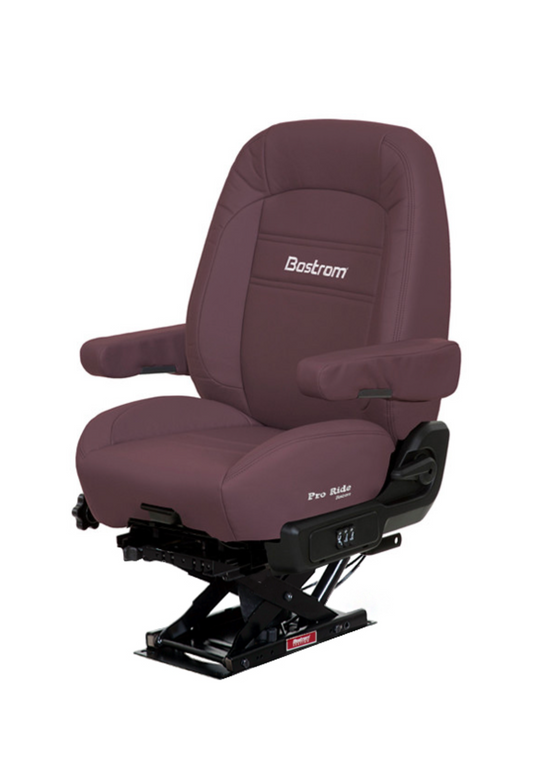 BOSTROM PRO-RIDE TRUCK SEAT, RED ULTRA-LEATHER, LOPRO - 910, DUAL 16" ARMRESTS, MID-BACK
