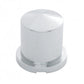 1 1/8'' x 1 7/8'' Chrome Plastic Pointed Nut Cover - Push-On (10 Pack)