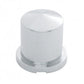 1 1/8'' x 1 7/8'' Chrome Plastic Pointed Nut Cover - Push-On (10 Pack)