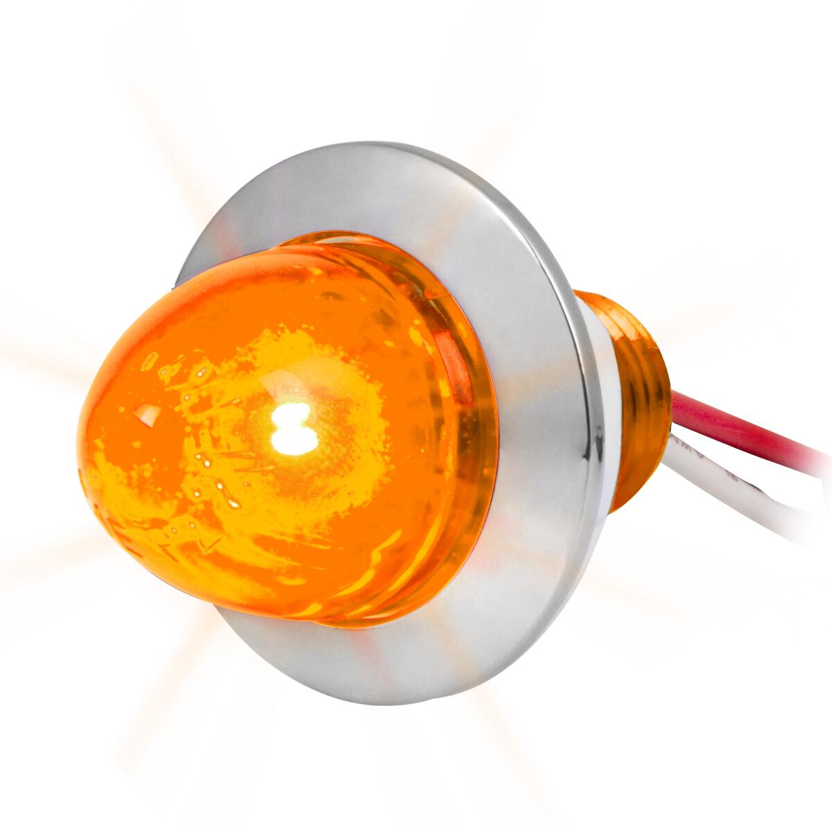 1″ Mini Push/Screw Watermelon LED Light With Chrome Plastic Bezel Amber/Amber