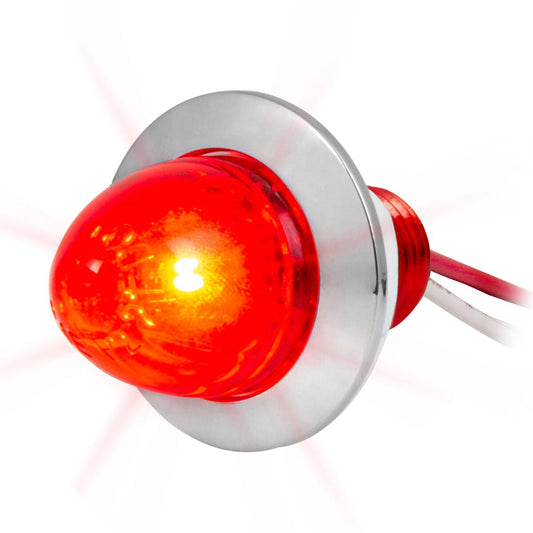 1″ Mini Push/Screw Watermelon LED Light With Chrome Plastic Bezel Red/Red