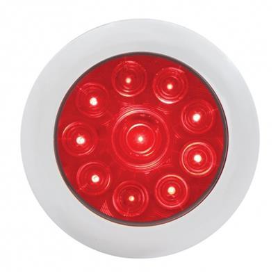 10 LED 4" Stop Turn & Tail Light w/ Bezel - Red LED/Red Lens