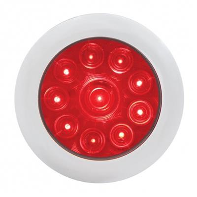 10 LED 4" Stop Turn & Tail Light w/ Bezel - Red LED/Red Lens