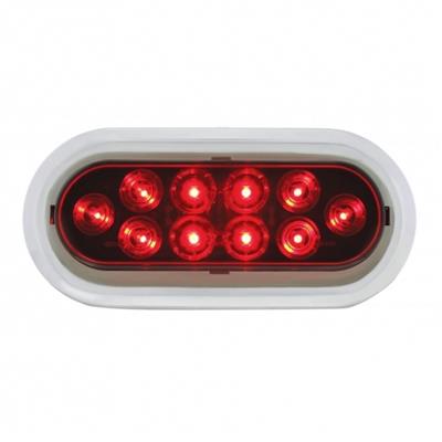 10 LED Oval Stop Turn & Tail Light w/ Bezel - Red LED/Red Lens