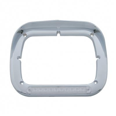 10 LED Single 5" x 7" Headlight Bezel w/ Visor - Amber LED/Clear Lens