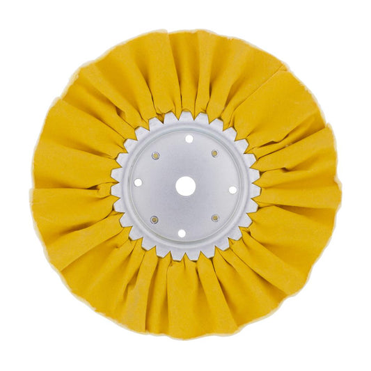 10" Yellow Treated Airway Buff - 16 Ply, 5/8" & 1/2" Arbor