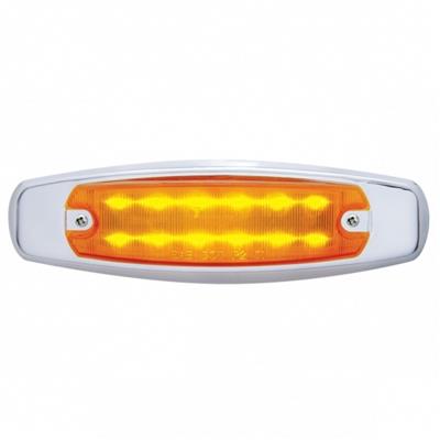 12 Amber Led Peterbilt Rectangular Clearance/Marker Light W/ Stainless Steel Bezel - Amber Lens