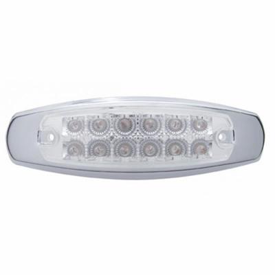 12 LED Reflector Rectangular Light With Bezel (Clearance/Marker) - Red LED/Clear Lens