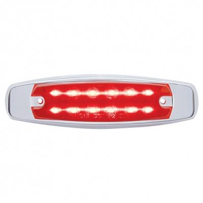 12 Red LED Rectangular Clearance/Marker Light W/ Stainless Steel Bezel