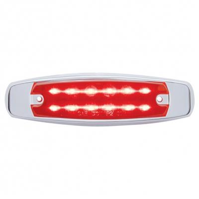 12 Red LED Rectangular Clearance/Marker Light W/ Stainless Steel Bezel - Red Lens