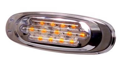 13 LED Amber/ Clear Chrome Oval Clearance Marker Light