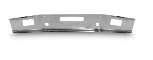14" Chrome Bumper (Kenworth T800, T880 2004-2012 Tapered Ends to 10”) W/ Set Back Axle, Step, Tow & Fog Light Holes