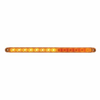 14 LED 12" Sequential Light Bar w/ Chrome Bezel Amber LED/Amber Lens