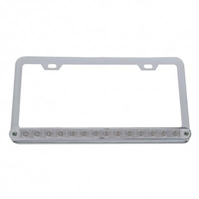 14 LED Light Bar License Frame - Amber LED/Clear Lens