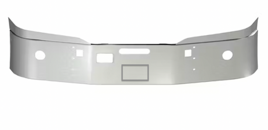 16" Chrome Bumper Kenworth T680 New Generation Set Back Axle 2021 & Newer Tow pins, radar, fog lights and license plate cutout