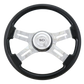 16" Classic Black - 16" Wood Rim, Chrome 4-Spoke w/Slot Cut Outs Steering Wheel, Black Bezel, Chrome Horn Button-Logo