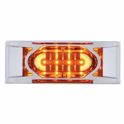 16 LED Rectangular Reflector Light (Clearance/Marker) With Chrome Bezel - Amber LED/Amber Lens