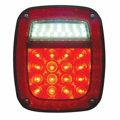 16 Red Led/22 + 4 White Led Universal Combination Tail Light - W/ License Light