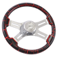 16" Steering Wheel Classic "Viper Red Crackle" Painted Wood Rim, Chrome 4-Spoke w/Slot Cut Outs, Chrome Bezel, Chrome Horn Button