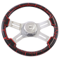 16" Steering Wheel Classic "Viper Red Crackle" Painted Wood Rim, Chrome 4-Spoke w/Slot Cut Outs, Chrome Bezel, Chrome Horn Button