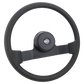 16" Steering Wheel Polyurethane Rim, Black Powder Coated 2-Spoke, Black Textured Bezel, Black Horn Button