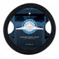 18" Black Diamond Stitched Leather Steering Wheel Cover - Blue