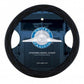 18" Black Diamond Stitched Leather Steering Wheel Cover - Blue