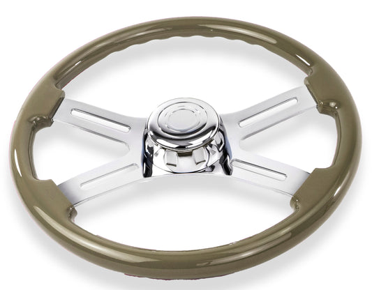 18” BRONZE WOOD STEERING WHEEL WITH 4 CHROME SPOKES
