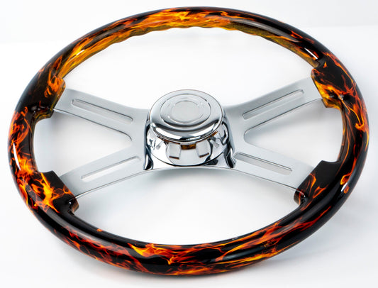 18” FIRE DESIGN WOOD STEERING WHEEL