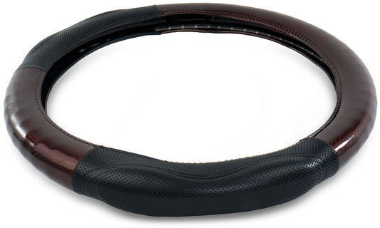 18″ MEMORY FOAM CARBON FIBER STYLE STEERING WHEEL COVER – BROWN