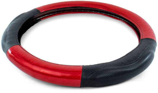 18″ MEMORY FOAM CARBON FIBER STYLE STEERING WHEEL COVER – RED