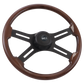 18" "Midnight Mahogany" Steering Wheel Matte Black 4-Spoke w/Slot Cut Outs, Matte Black Bezel, Matte Black HB