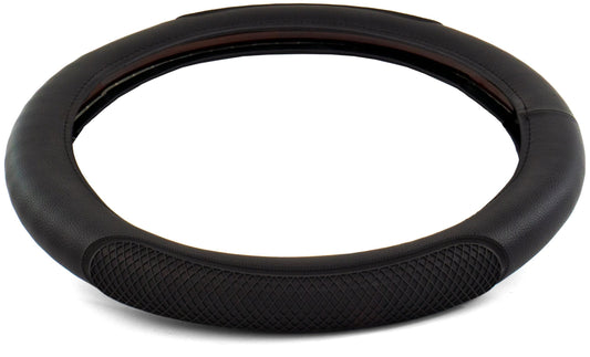 18″ RUBBER DIAMOND ANTI-SLIP STEERING WHEEL COVER – BLACK