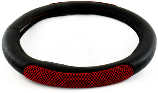 18″ RUBBER DIAMOND ANTI-SLIP STEERING WHEEL COVER – RED