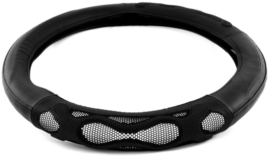 18″ RUBBER WAVES ANTI-SLIP STEERING WHEEL COVER – BLACK