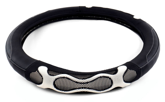 18″ RUBBER WAVES ANTI-SLIP STEERING WHEEL COVER – WHITE